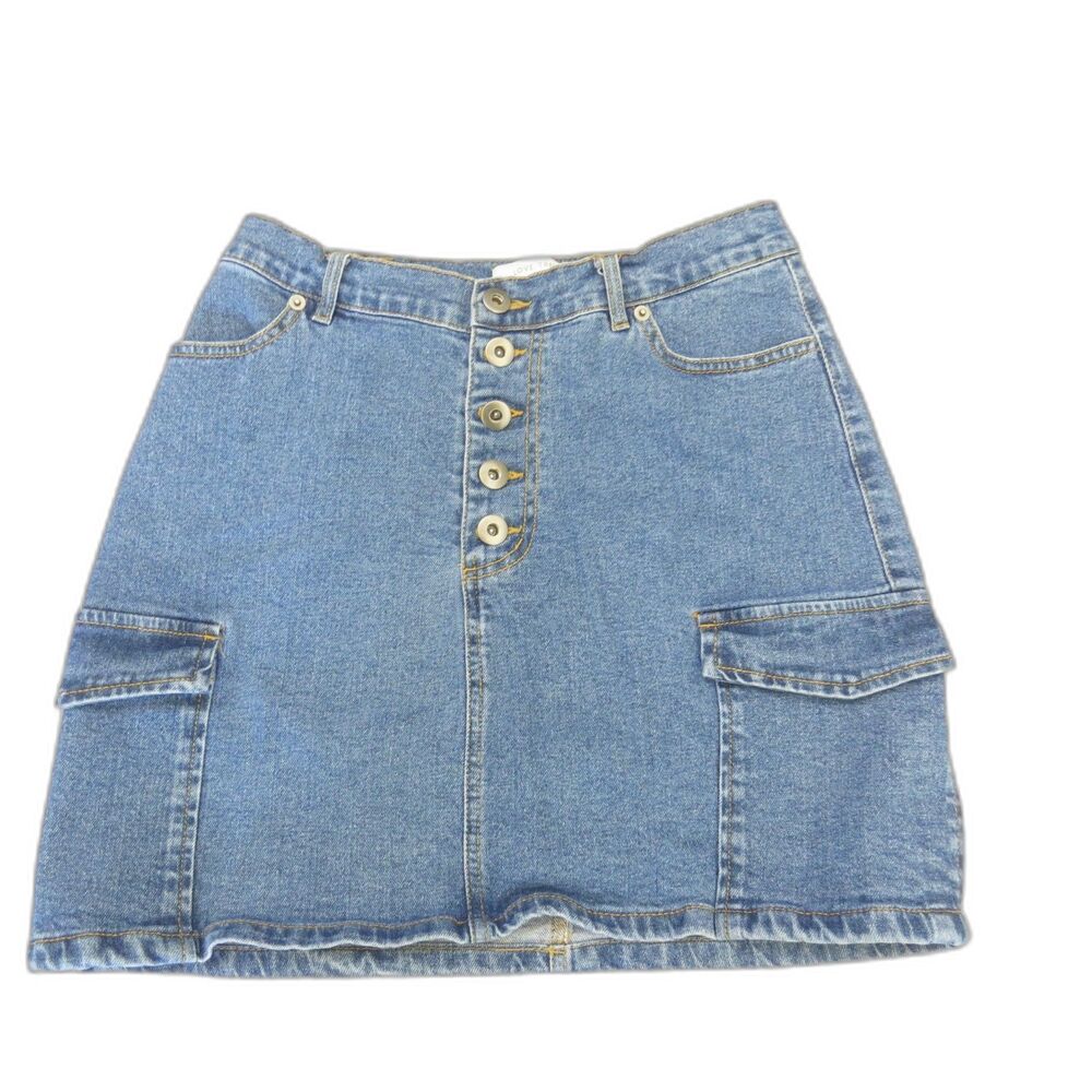 Love Tree Denim women's Denim  Cargo Mini Skirt Button Fly Festival /Y2K 8 EUC